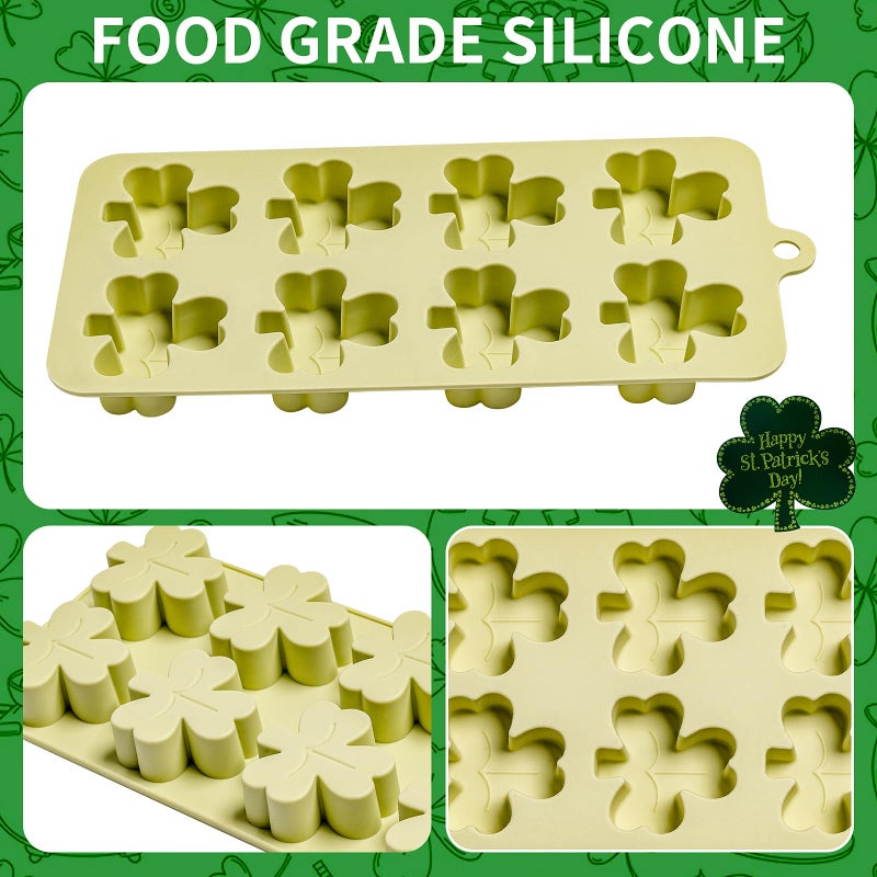 Dootafy Shamrock Chocolate Molds, 2 Pack Silicone Dessert Mold, St. Patrick's Day Theme, Green, Silicone, BPA Free - Image 2