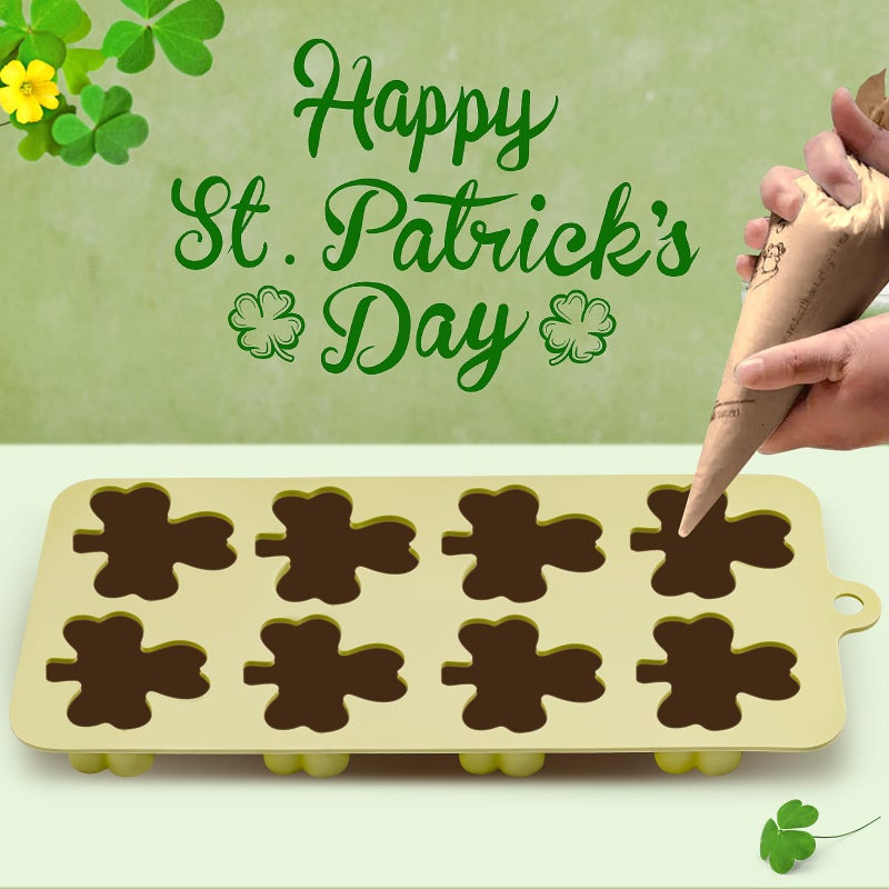 Dootafy Shamrock Chocolate Molds, 2 Pack Silicone Dessert Mold, St. Patrick's Day Theme, Green, Silicone, BPA Free - Image 4