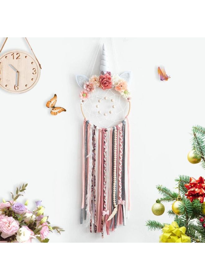 NIBEMINENT Handmade Lace Dream Catcher Feather Bead Hanging Decoration Multicolour - Image 1