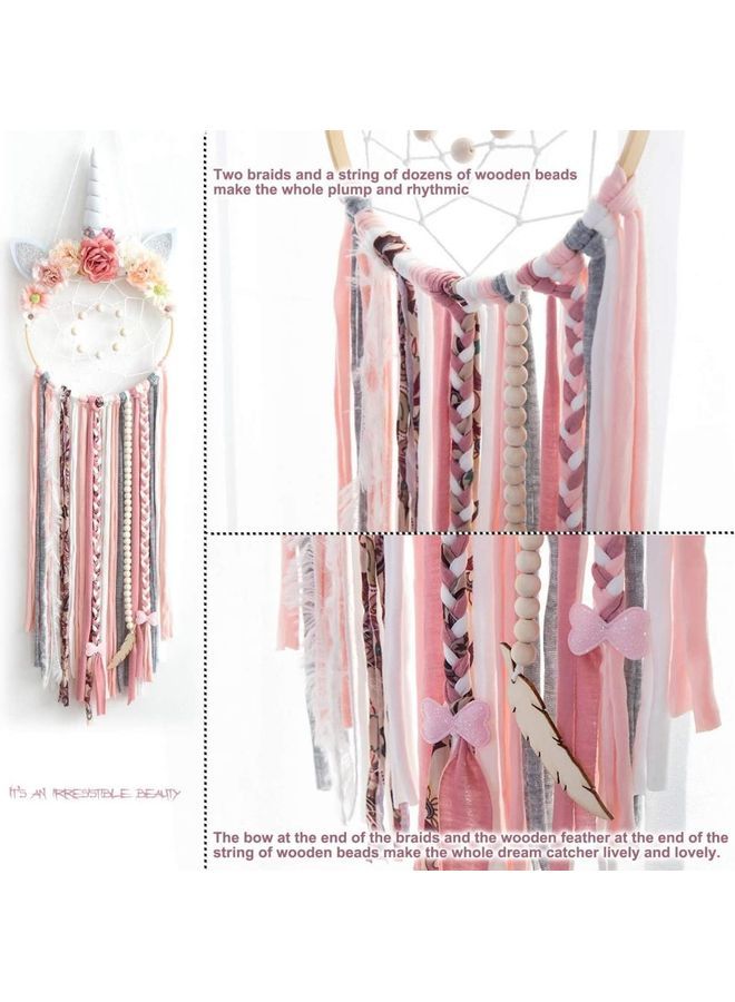 NIBEMINENT Handmade Lace Dream Catcher Feather Bead Hanging Decoration Multicolour - Image 3