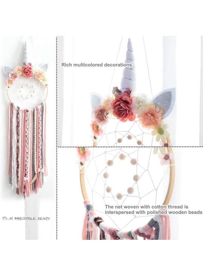 NIBEMINENT Handmade Lace Dream Catcher Feather Bead Hanging Decoration Multicolour - Image 2