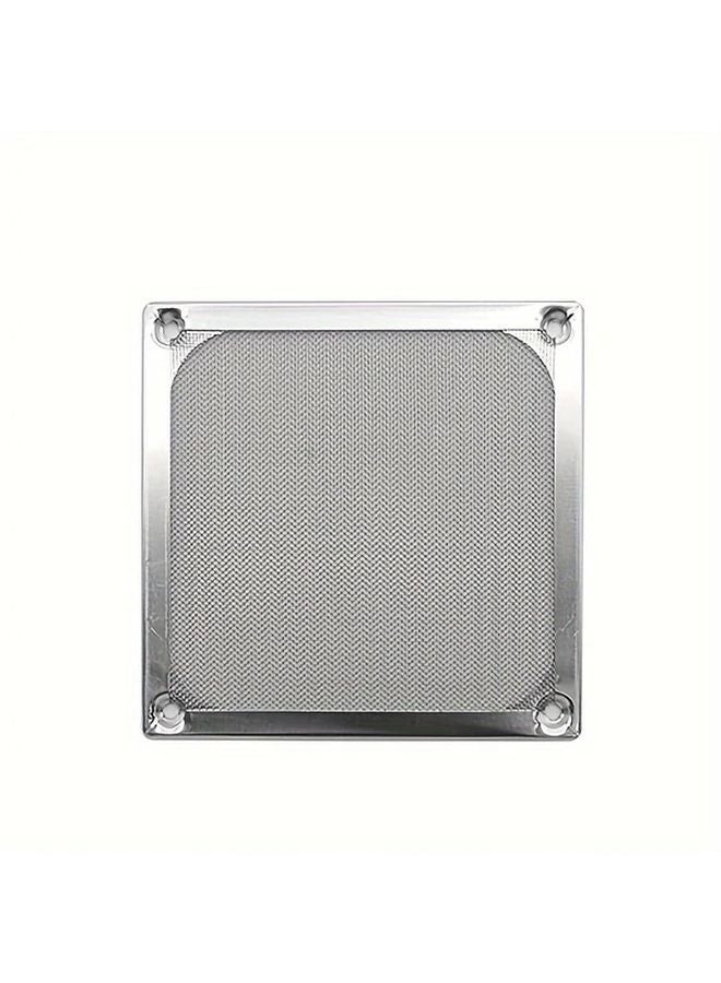 1pc Silvery PC Cooling Fan with Dustproof Case Filter System Aluminum Mesh Grid - Image 1