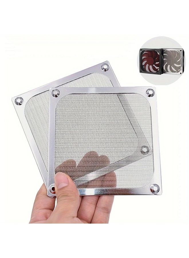 1pc Silvery PC Cooling Fan with Dustproof Case Filter System Aluminum Mesh Grid - Image 2