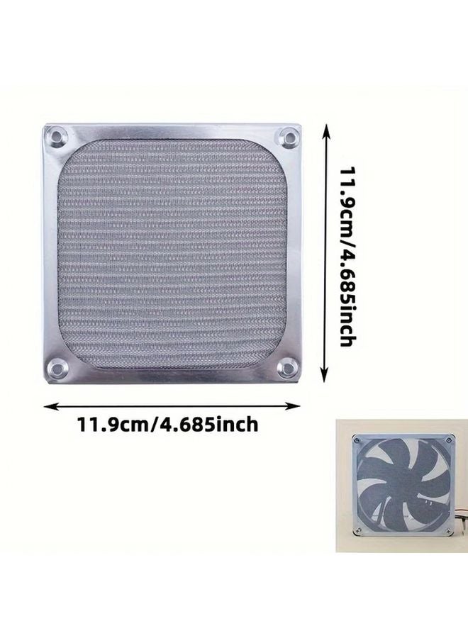 1pc Silvery PC Cooling Fan with Dustproof Case Filter System Aluminum Mesh Grid - Image 3
