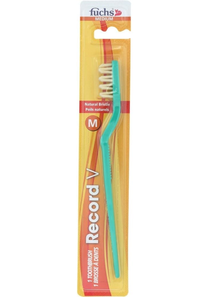 Fuchs Pure Natural Bristle Record V Adult Medium Toothbrush - 5 Pack - Image 1