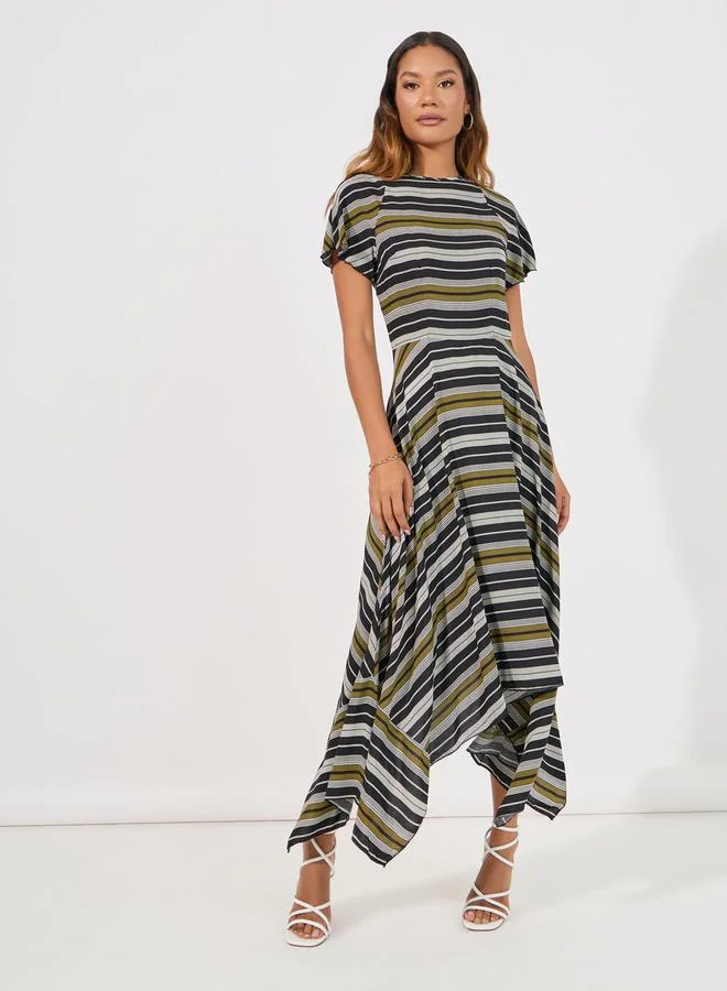 Styli Striped Asymmetrical Dress