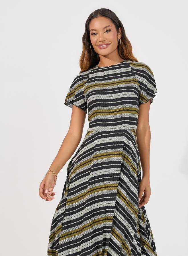 Styli Striped Asymmetrical Dress