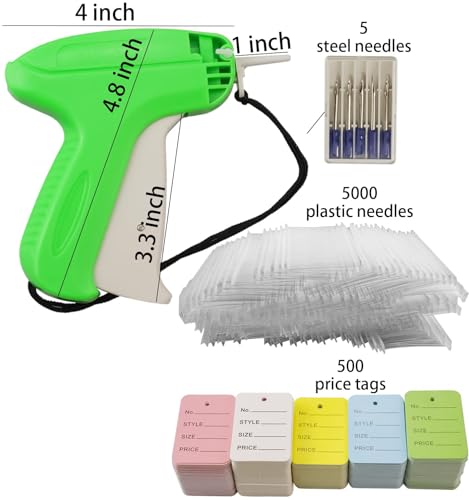 Vmiapxo 5506 Pcs Clothing Tag Machine Kit, Label Applicator Dressmaker Labels Industrial Clothing Tagger Tag Machine with 5 Pcs Steel Needles 5000 Pcs 2" Barbs Fasteners 500 Pcs Price Tags - Image 2