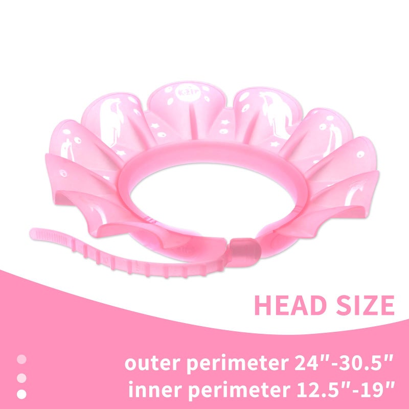 kair Baby Kids Shower Cap Soft Adjustable Silicone Toddler Bath Visor Children Hair Washing Hat Keep Kids Shield Water Out of Eyes & Ears (Pink, Head Size 12.5"-19" Less Than 24 Months) - Image 2