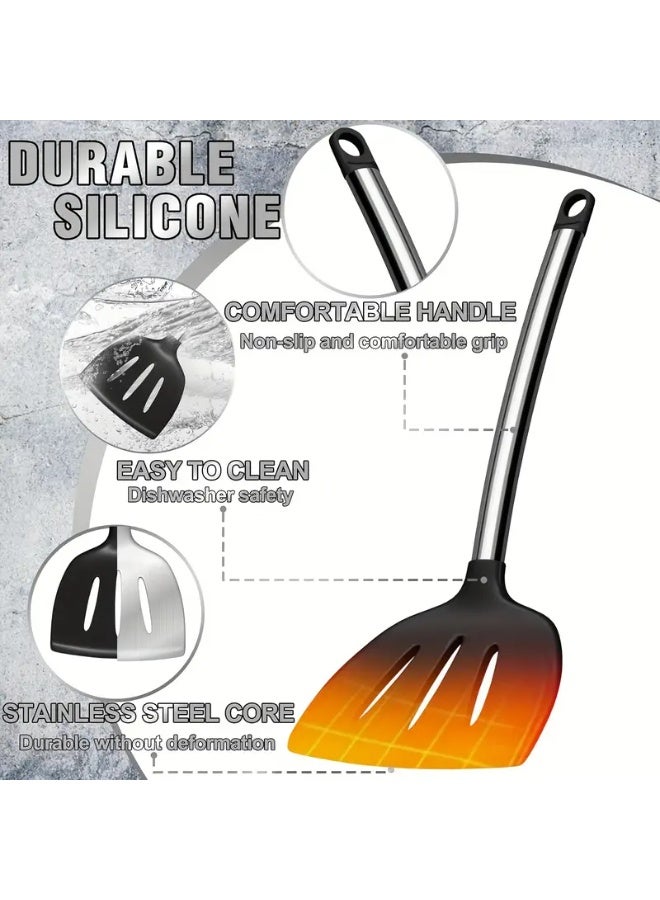 كيلا مجموعة أدوات المطبخ، مجموعة أدوات طهي سيليكون 34 قطعة لأواني الطهي غير اللاصقة - مجموعة ملاعق سيليكون، مقبض من الفولاذ المقاوم للصدأ - أدوات مطبخ سوداء، ملحقات الأواني والمقالي، هدية للأب - Image 2