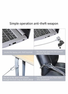 Excefore Laptop Lock 1.2M Universal Laptop Notebook Combination Lock Security Cable Office Dormitory Meeting Study Room Security Lock for Most Notebooks Desktops Projectors LCD Key Lock with 2 Keys  - Image 3