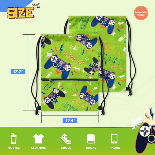 WAWSAM Game Kids Drawstring Backpack Waterproof, Gym Swim Bag Cinch Bag for Boys Kids Waterproof Beach Bag Draw String Bags, Back to School Birthday Gift with Zippered Pocket - Image 4