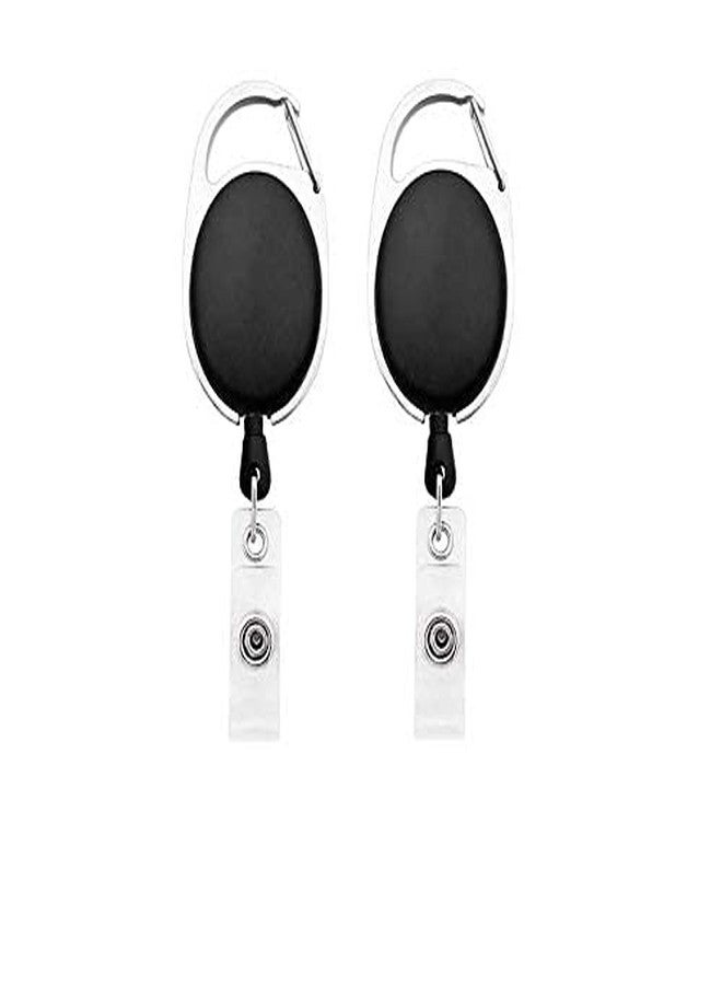 ANG ID Badge Card Holder Oval Pulley Retractable Reel Black(Pack of 2) - Image 1