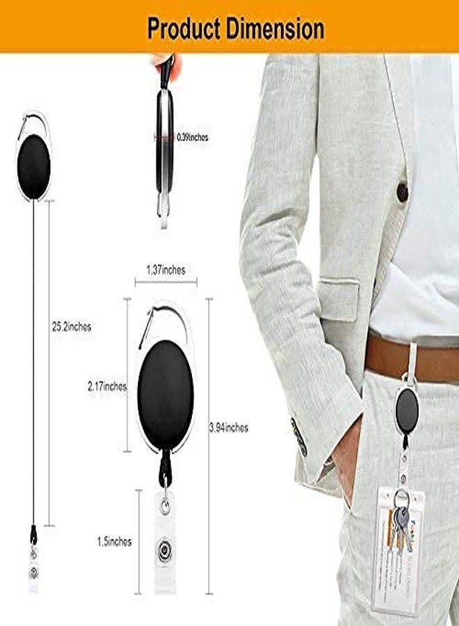 ANG ID Badge Card Holder Oval Pulley Retractable Reel Black(Pack of 2) - Image 2