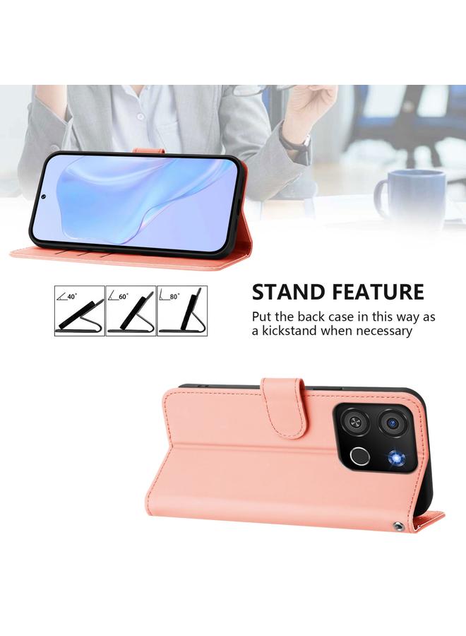 S-TOP Case For itel A05s Skin Feel Solid Color Leather Phone Case with Lanyard - Image 3