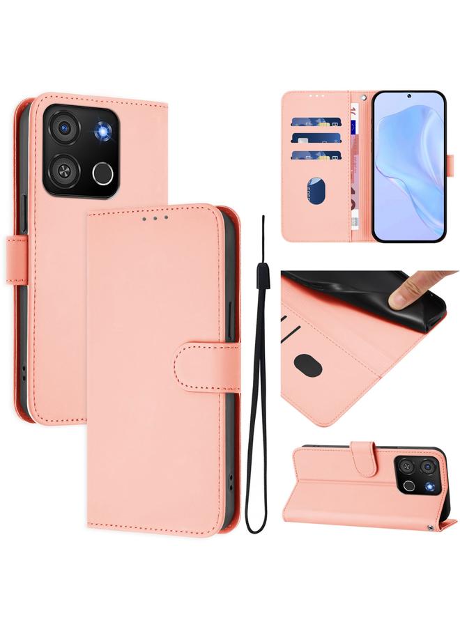 S-TOP Case For itel A05s Skin Feel Solid Color Leather Phone Case with Lanyard - Image 1