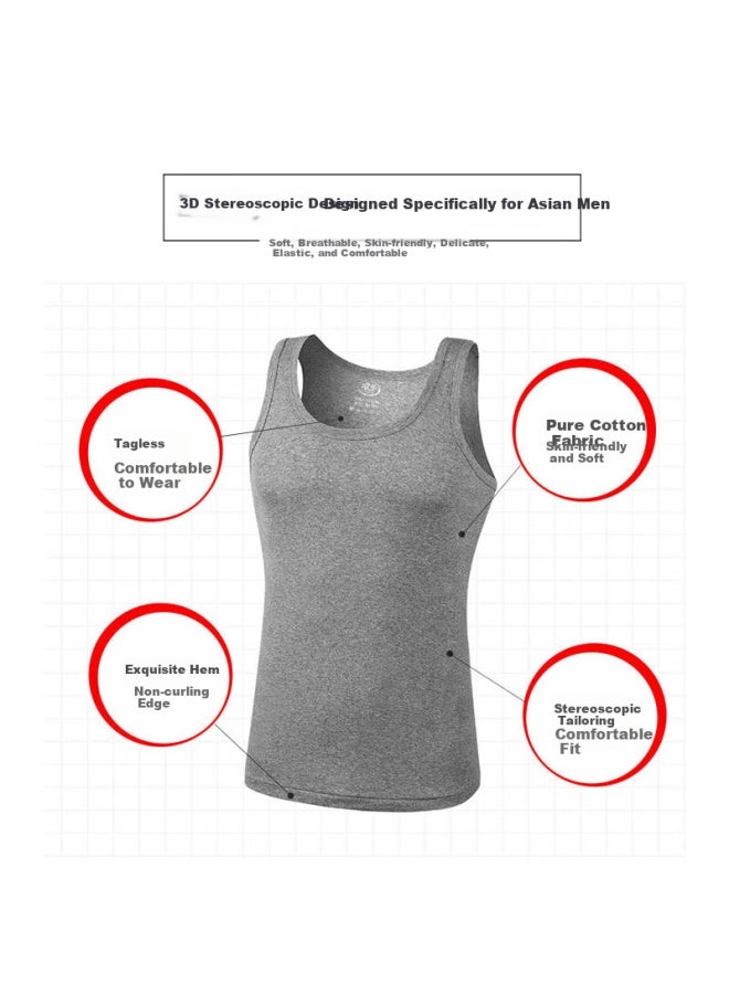 LANG SHA Langsha Men's Cotton Vest For Middle-aged And Elderly, Slim Fit, Sports And Fitness, All Cotton, Sweat-absorbent, Breathable, Invisible, High Elasticity, Men's Undershirt - Image 2