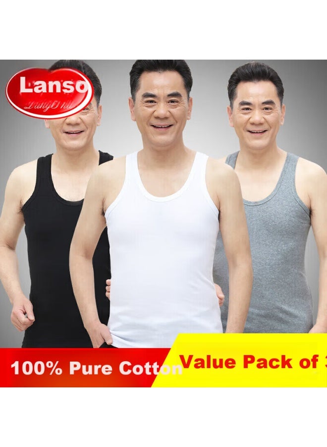 LANG SHA Langsha Men's Cotton Vest For Middle-aged And Elderly, Slim Fit, Sports And Fitness, All Cotton, Sweat-absorbent, Breathable, Invisible, High Elasticity, Men's Undershirt - Image 1
