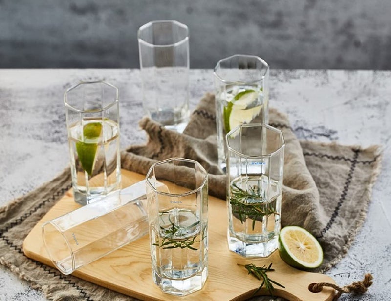 SYANKA Italian Premium Juice Glasses Set of 6 Transparent 300ml Stylish and Crystal Highball Glasses for Drinking Water Juice and Cocktails - Image 4