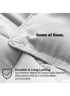 Home of linens Cotton - Plain - 3 Pieces Heavy Comforter Set - 2.8Kgs - Down Alternative Filling - (For Matress 100cm/120cm) - Size (180cm x 240cm) + 2 Pillow Case Covers (50cm x 70cm) - Light Grey  - Image 3