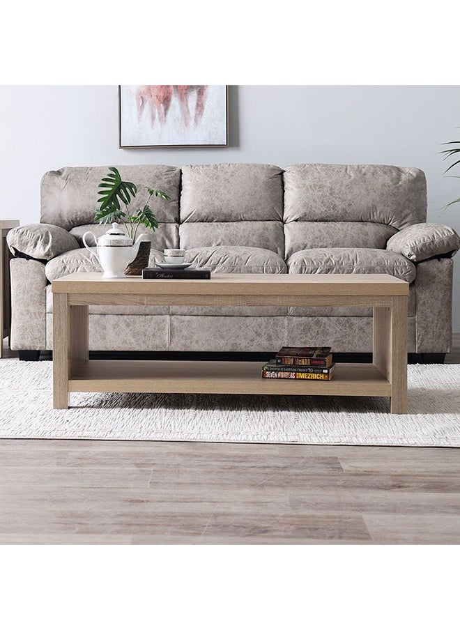 DANUBE HOME Verano Coffee Table Multifunctional Living Room Table Space Saving Center Table Modern Design Furniture for Home 120x49.5x44.5 cm White Oak  - Image 1