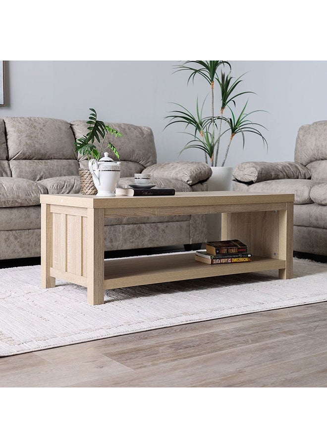 DANUBE HOME Verano Coffee Table Multifunctional Living Room Table Space Saving Center Table Modern Design Furniture for Home 120x49.5x44.5 cm White Oak  - Image 4