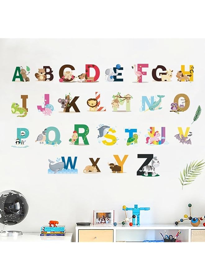 erorex Kids Wall Decals Diy Letter Theme Wall Stickers Animals Wall Decals Educational Wall Decor Suitable For Kids Bedroom Living Room Nursery Classroom  - Image 1