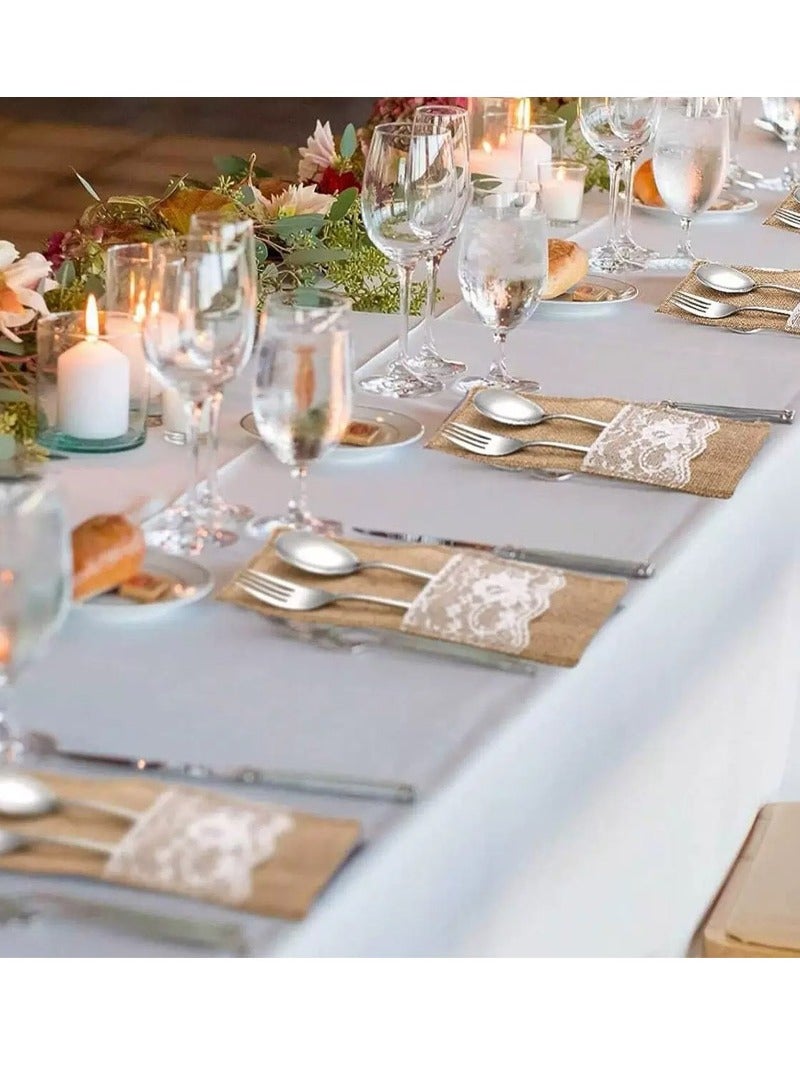 rocooart 10-piece spoon and knife holder set for decorating the dining table, made of burlap. - Image 4