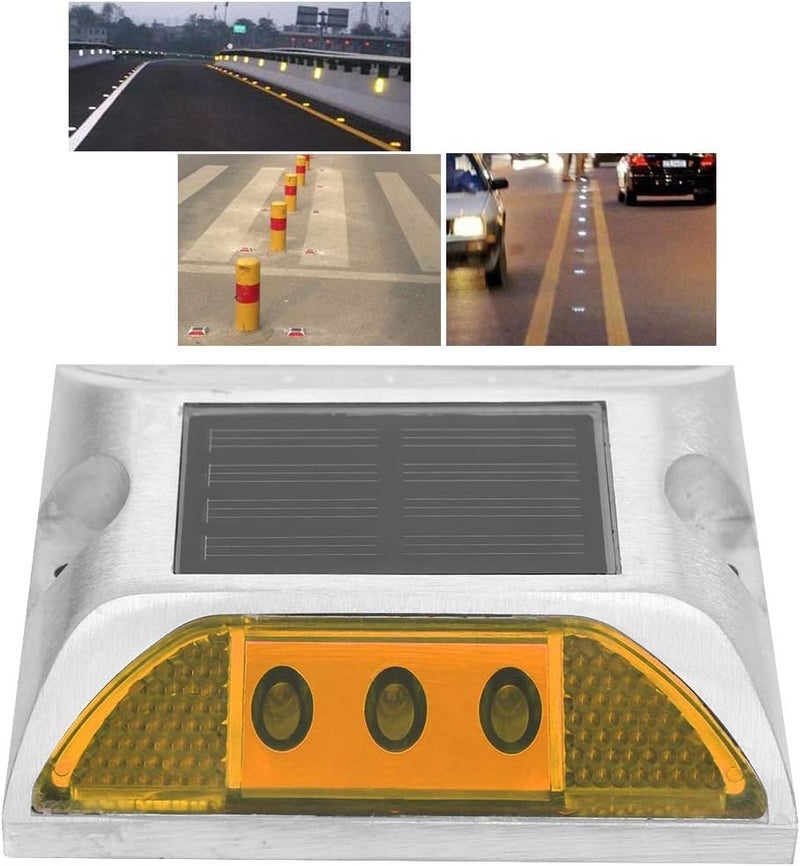 kh Solar Road Stud Light Road Reflector Waterproof 6 LED Solar Powered Blinker for Anti-diecast Aluminum Deck Lights for Driveway, Dock, Markers, Step, Staircase, Garden (Pack of 4) - Image 3