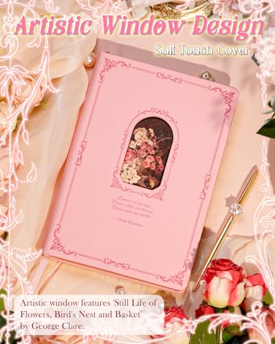hi!SCI Thick Journal for Women & Girls, 360 Pages A5 Writing Journaling Notebook with Paintings, Women Journal for Writing, Vintage Journal with Gift Box & Pen for Girls Gift Ideas (Candy Pink) - Image 5