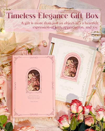 hi!SCI Thick Journal for Women & Girls, 360 Pages A5 Writing Journaling Notebook with Paintings, Women Journal for Writing, Vintage Journal with Gift Box & Pen for Girls Gift Ideas (Candy Pink) - Image 2