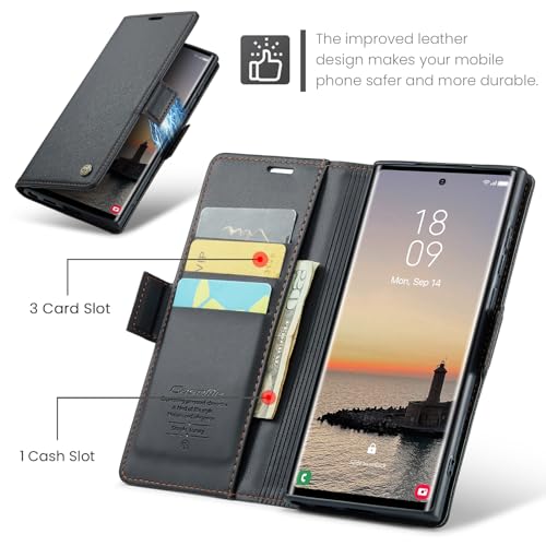 Rerzoiro Case for Samsung Galaxy S24 Ultra Wallet Case, RFID Blocking PU Leather Flip Folio Cover Card Holder Kickstand Shockproof Phone Case Compatible with Samsung Galaxy S24 Ultra, Black - Image 3