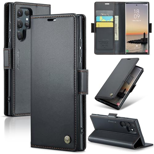 Rerzoiro Case for Samsung Galaxy S24 Ultra Wallet Case, RFID Blocking PU Leather Flip Folio Cover Card Holder Kickstand Shockproof Phone Case Compatible with Samsung Galaxy S24 Ultra, Black - Image 1