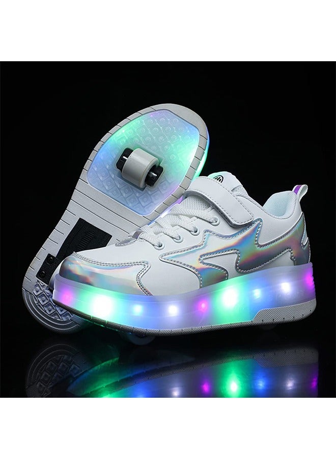 Kids Roller Skates Light up Shoes with Double Wheel Shoes LED USB Charging Roller Sneakers for Girls Boys Best Gift - Image 4