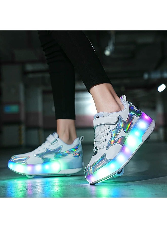 Kids Roller Skates Light up Shoes with Double Wheel Shoes LED USB Charging Roller Sneakers for Girls Boys Best Gift - Image 2
