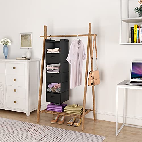 MAX Houser 6 Tier Shelf Hanging Closet Organizer, Closet Hanging Shelf with 2 Sturdy Hooks for Storage, Foldable (Black-D3) - Image 4