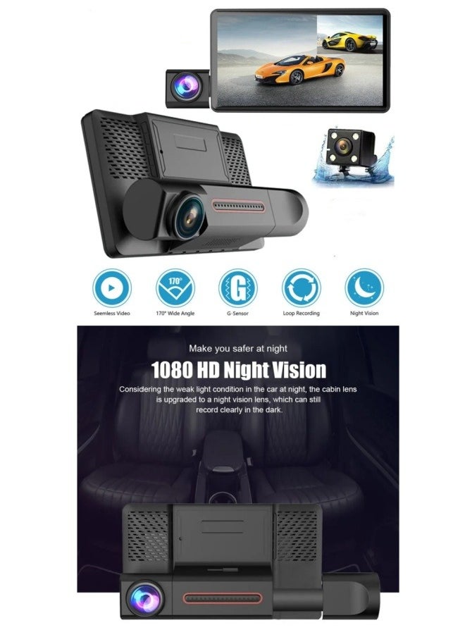 Dashcam 2024 new 1080P Dash Cam with 4" Screen: Capture Every Angle  Full HD Dash Cam