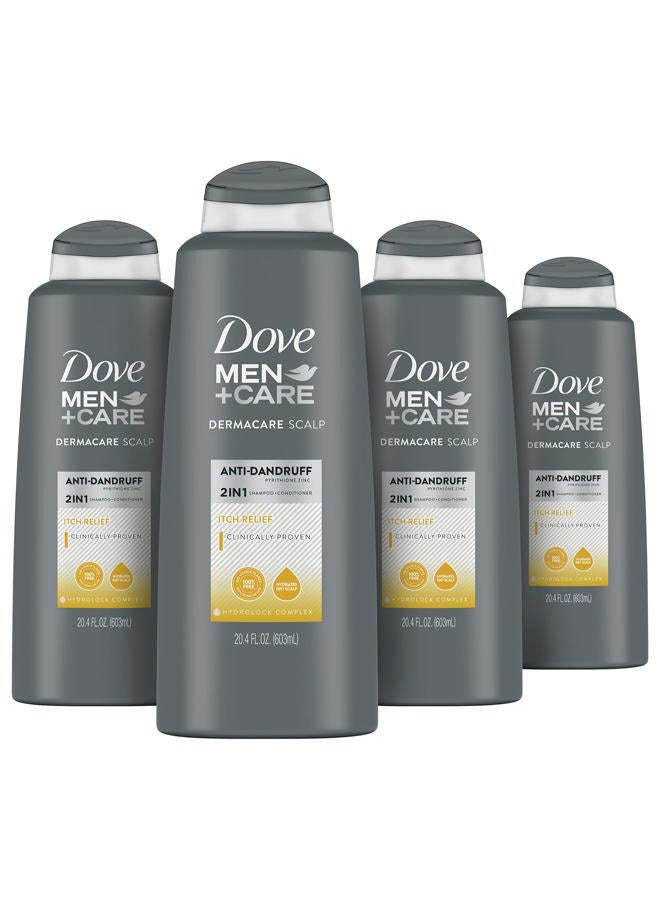 Dove Men+Care 2-in-1 Shampoo and Conditioner for Dry Scalp Itch Relief Hair Care With Hydrolock Complex 20.4 oz 4 Count - Image 1