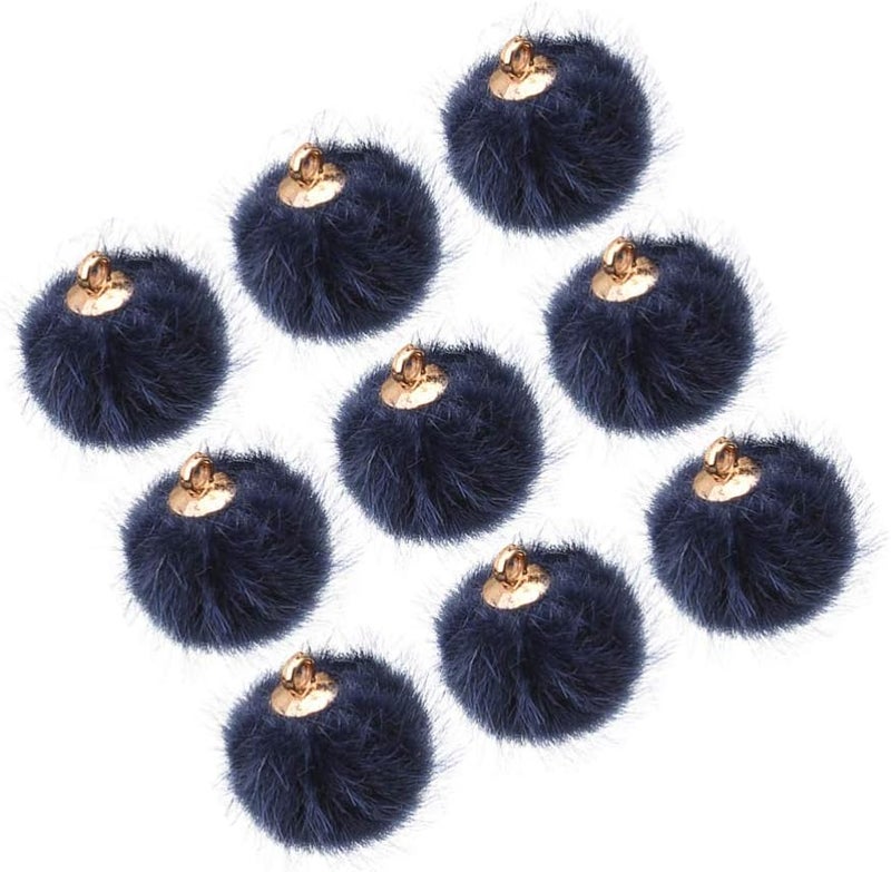 comfrt Car Keychain 24pcs Faux Pom Pom Balls DIY Pom Pom Charms Fluffy Ball for Earrings Charm Pendant Keychains Jewelry Making (Dark Blue) Jewelry Making Charms - Image 5