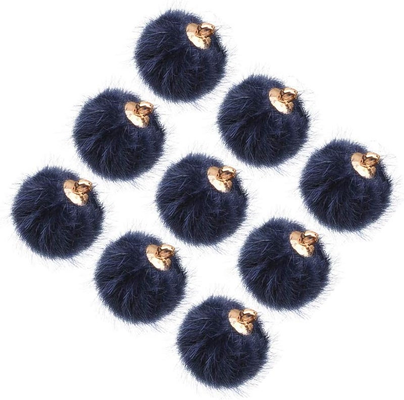 comfrt Car Keychain 24pcs Faux Pom Pom Balls DIY Pom Pom Charms Fluffy Ball for Earrings Charm Pendant Keychains Jewelry Making (Dark Blue) Jewelry Making Charms - Image 3
