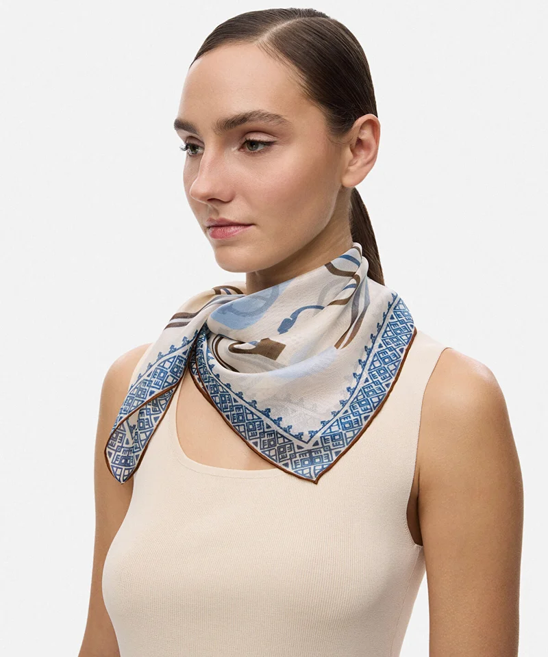 ابيكول Printed Silk Scarf
