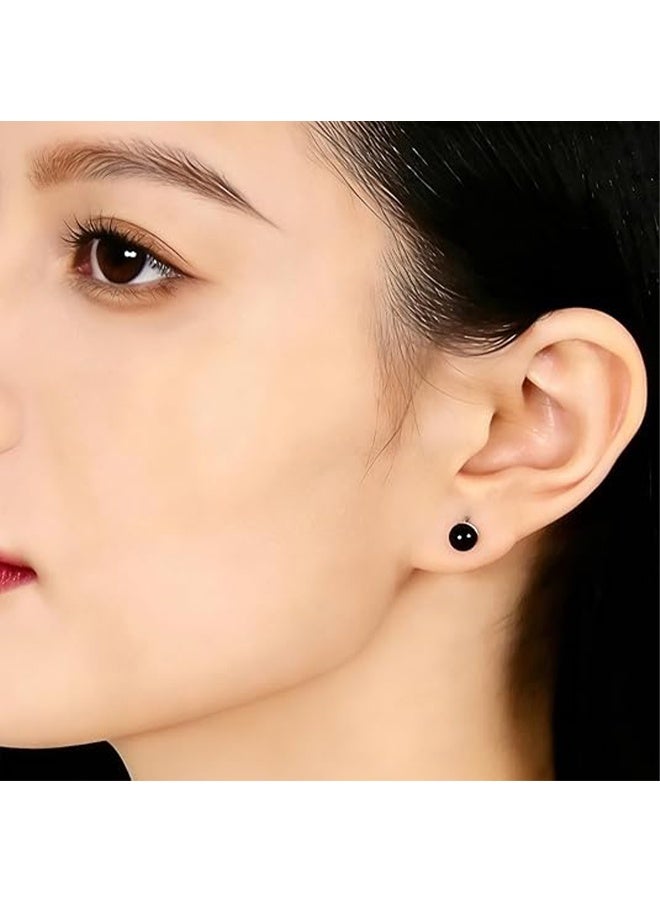 24 Pairs Set Pearl Stud Earrings Minimalist Dainty Hypoallergenic Elegant Round Ball Beads Stud Earrings Set for Women（5mm 8mm 10mm 12mm）（White+Black） - Image 4