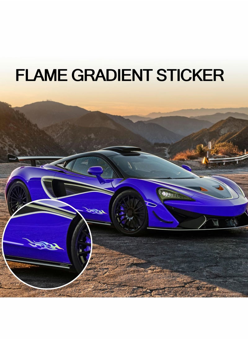 Excefore 4 Pcs 12cm+29cm Flame Reflective Sticker for Car Flame Racing Sports Stripe Decal for Golf Cart Vinyl Waterproof Decal DIY for Car Body Side Truck SUV Off-Road Vehicles Skateboard (Gradient)  - Image 4