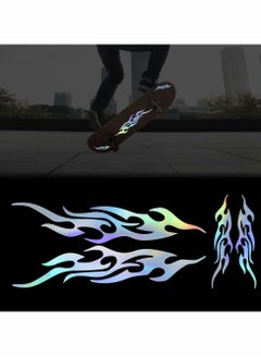 Excefore 4 Pcs 12cm+29cm Flame Reflective Sticker for Car Flame Racing Sports Stripe Decal for Golf Cart Vinyl Waterproof Decal DIY for Car Body Side Truck SUV Off-Road Vehicles Skateboard (Gradient)  - Image 1