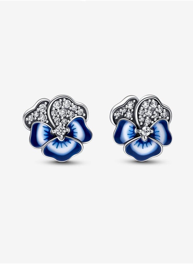 Pandora Violet - Pandora Moments Women's 925 Silver Classic Versatile Blue Tri Color Violet Earrings 290781C01 - Image 1