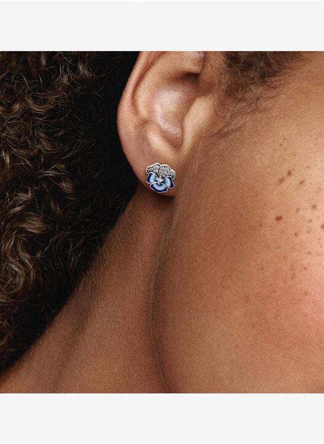 Pandora Violet - Pandora Moments Women's 925 Silver Classic Versatile Blue Tri Color Violet Earrings 290781C01 - Image 1