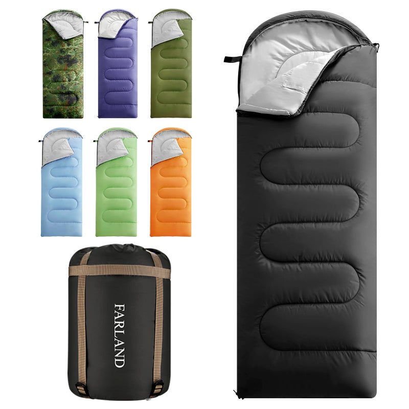 FARLAND Sleeping Bags for Adults Teens Kids with Compression Sack Portable and Lightweight for 3-4 Season Camping, Hiking,Waterproof, Backpacking and Outdoors - Image 1