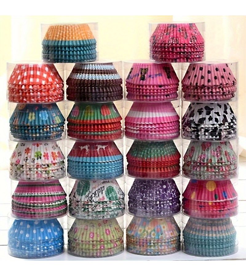 100Pcs Oil Proof Paper Cake Cups for Baking Cookies And Cakes Random Color - Image 1