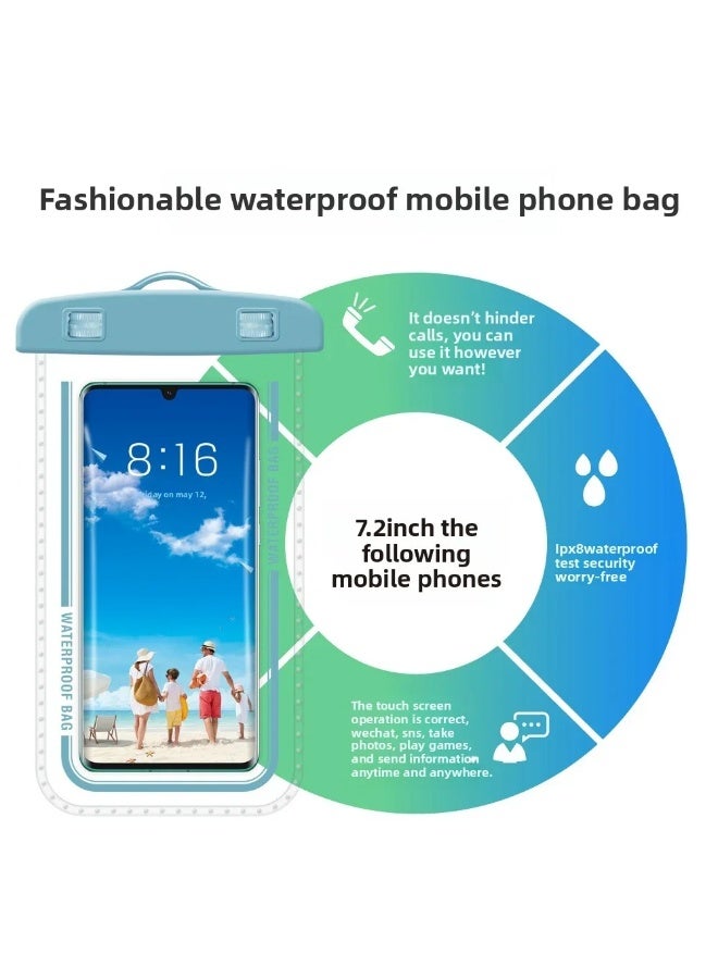 2 قطعة حقيبة هاتف شفاف مقاوم للماء، حقيبة هاتف جاف للهواتف المحمولة مع حبل جاف للهاتف المحمول مع حقيبة جافة للهاتف الجوال مع حبل مقاوم للماء كبيرة عالمية تناسب حتى 7.2 بوصة، DD07-2 (أبيض) - Image 4