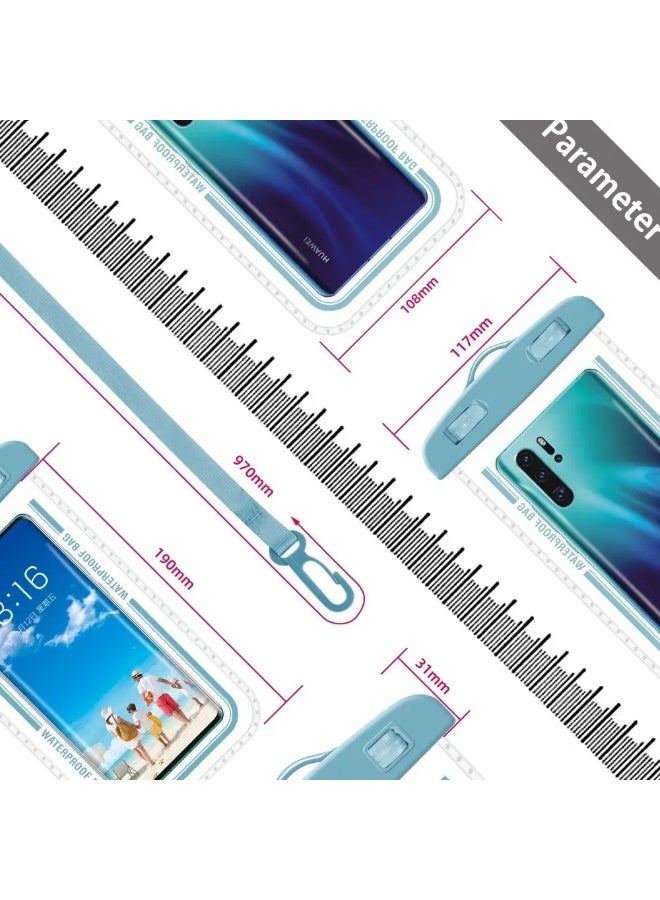 2 قطعة حقيبة هاتف شفاف مقاوم للماء، حقيبة هاتف جاف للهواتف المحمولة مع حبل جاف للهاتف المحمول مع حقيبة جافة للهاتف الجوال مع حبل مقاوم للماء كبيرة عالمية تناسب حتى 7.2 بوصة، DD07-2 (أبيض) - Image 2